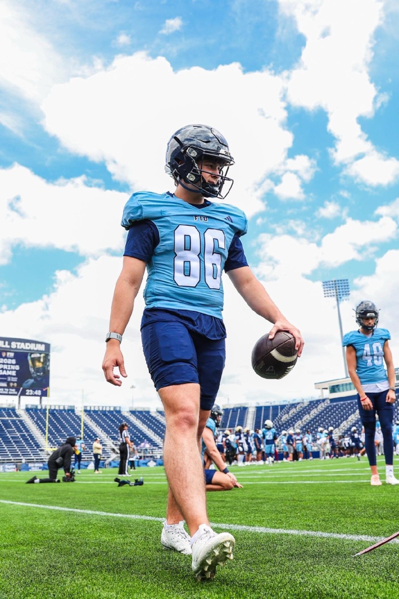 Rodrigo Marron in his FIU Panthers football uniform