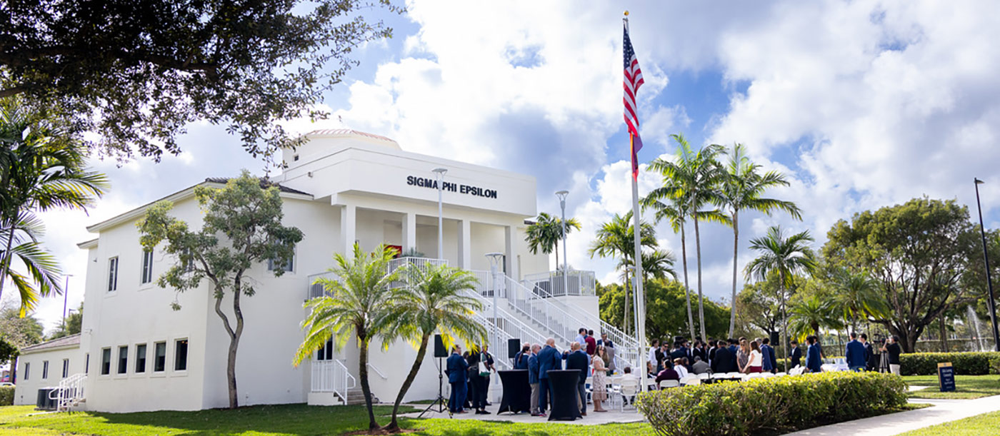 Brothers and families gathered outside the facility on dedication day